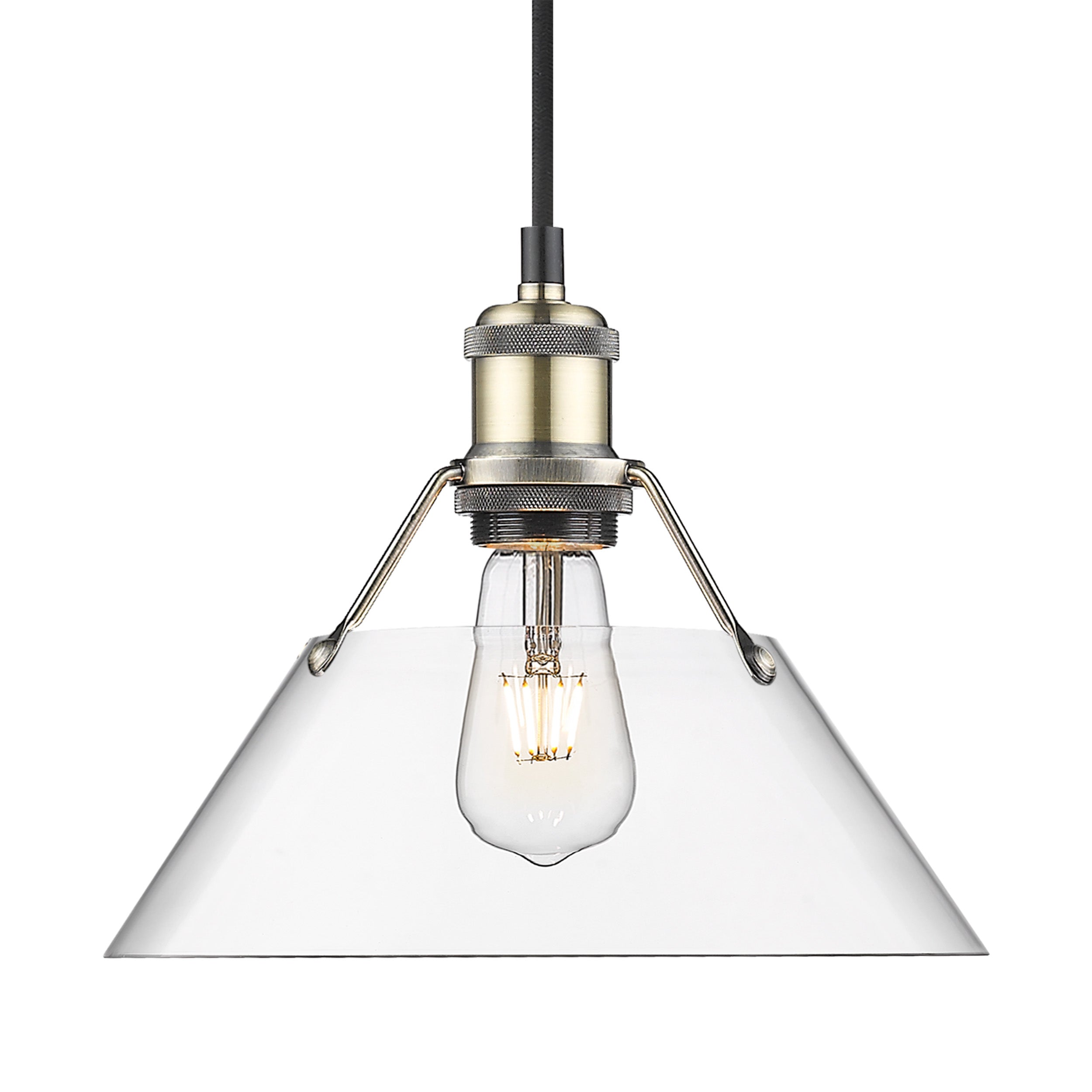 Yep by Golden Lighting Orwell 1-light 10in Pendant in Aged Brass and Clear Glass - Default Title - Golden Lighting