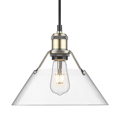 Yep by Golden Lighting Orwell 1-light 10in Pendant in Aged Brass and Clear Glass - Default Title - Golden Lighting
