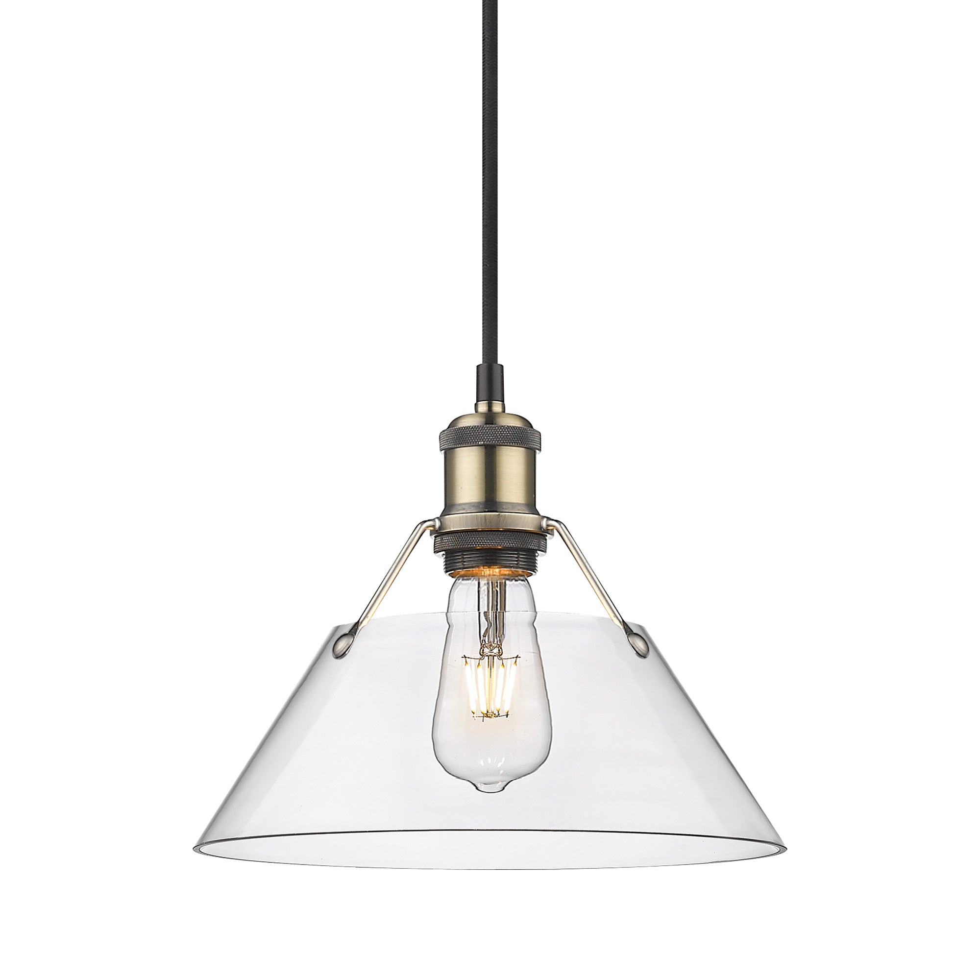 Orwell 10" Wide Medium Pendant in Aged Brass with Clear Glass - Default Title - Golden Lighting