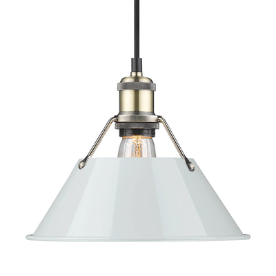 Yep by Golden Lighting Orwell 1-light 10in Pendant in Aged Brass and Dusky Blue shade - Default Title - Golden Lighting