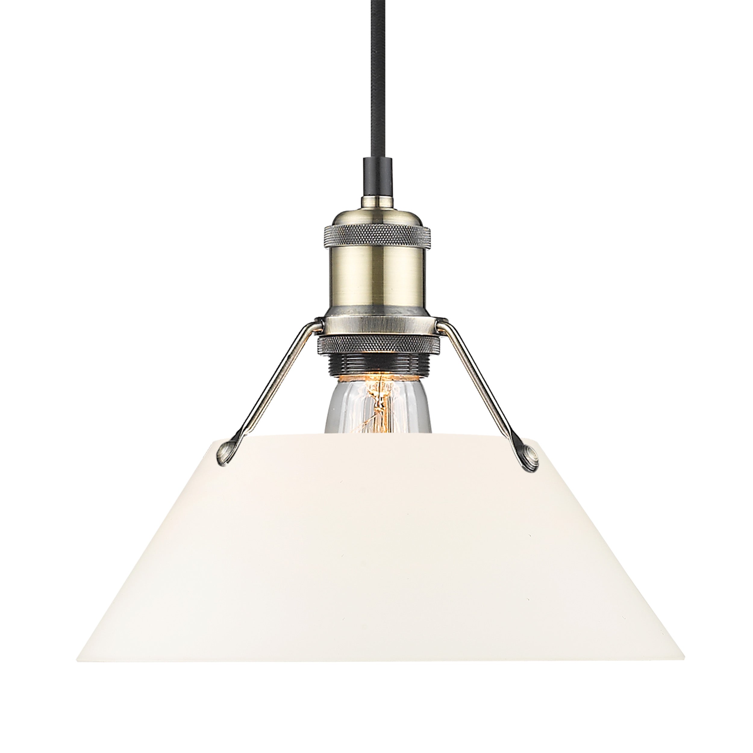 Yep by Golden Lighting Orwell 1-light 10in Pendant in Aged Brass and Opal Glass