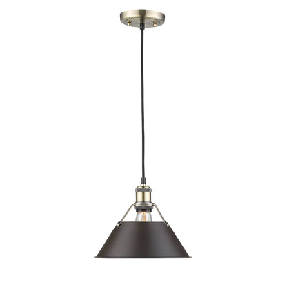 Orwell 10" Wide Medium Pendant in Aged Brass with Rubbed Bronze - - Golden Lighting