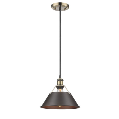 Orwell 10" Wide Medium Pendant in Aged Brass with Rubbed Bronze - Aged Brass / Rubbed Bronze / Bronze - Golden Lighting