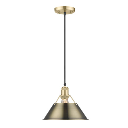 Orwell 10" Wide Medium Pendant in Brushed Champagne Bronze with Aged Brass - - Golden Lighting