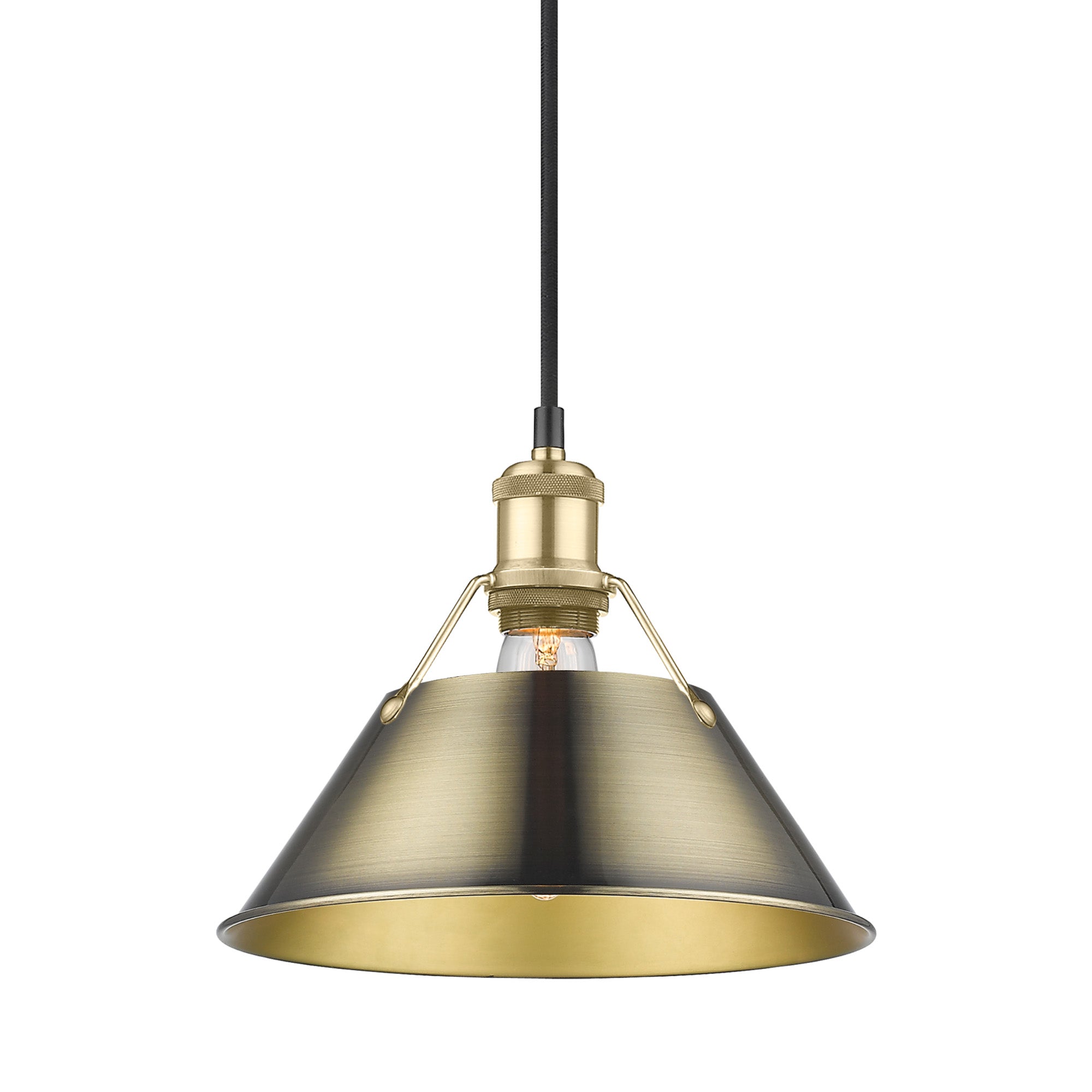 Orwell 10" Wide Medium Pendant in Brushed Champagne Bronze with Aged Brass - Brushed Champagne Bronze / Aged Brass / Gold - Golden Lighting