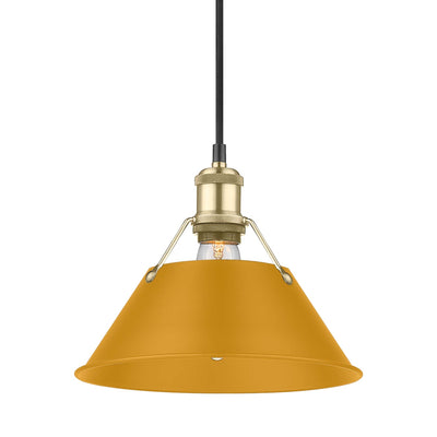 Yep by Golden Lighting Orwell 1-light 10in Pendant in Brushed Champagne Brass and Auric Yellow shade - Default Title - Golden Lighting