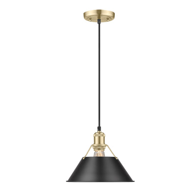 Yep by Golden Lighting Orwell 1-light 10in Pendant in Brushed Champagne Brass and Matte Black shade - - Golden Lighting