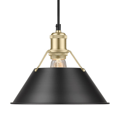 Yep by Golden Lighting Orwell 1-light 10in Pendant in Brushed Champagne Brass and Matte Black shade - Default Title - Golden Lighting