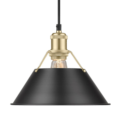 Yep by Golden Lighting Orwell 1-light 10in Pendant in Brushed Champagne Brass and Matte Black shade