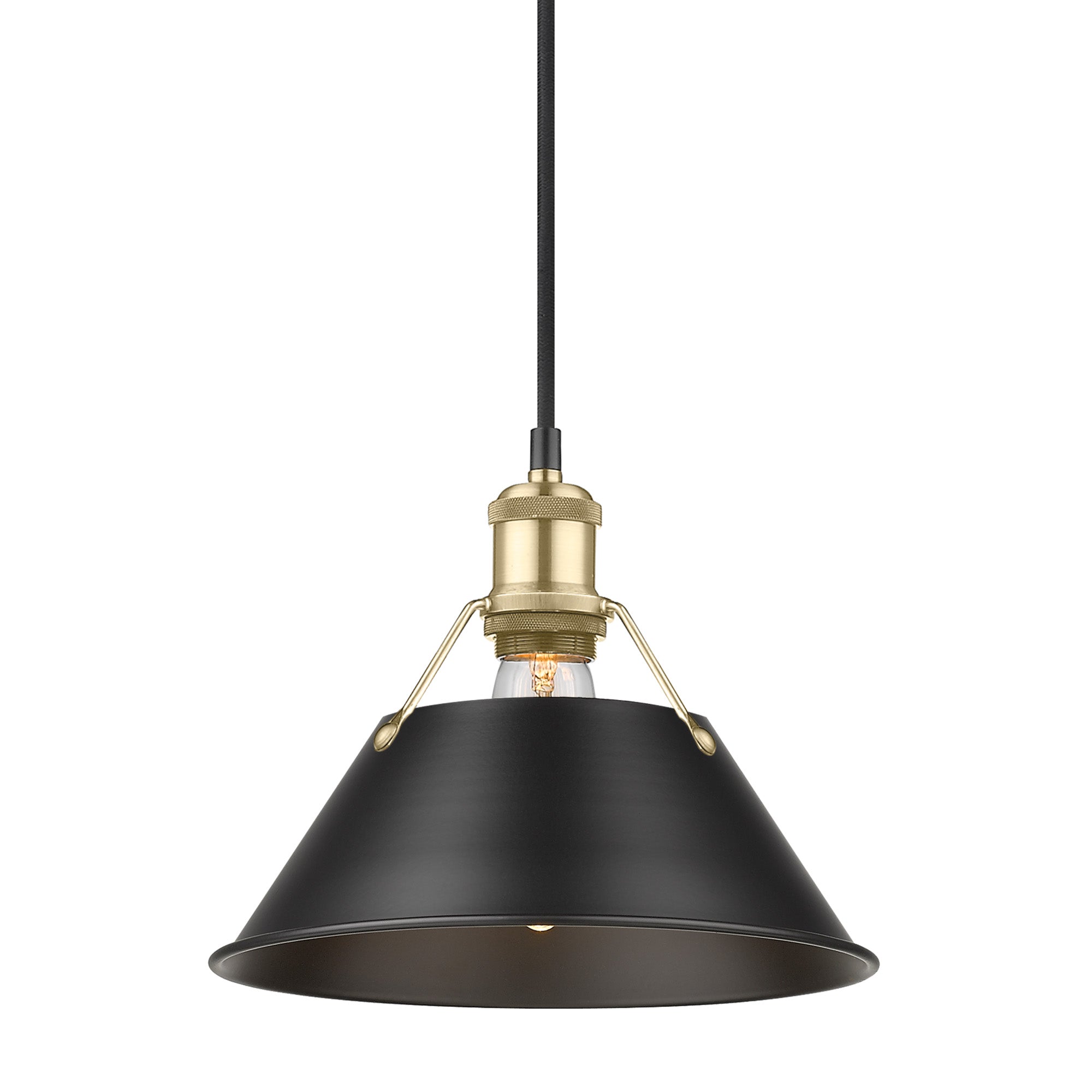 Orwell 10" Wide Medium Pendant in Brushed Champagne Bronze with Matte Black - Brushed Champagne Bronze / Matte Black / Black - Golden Lighting