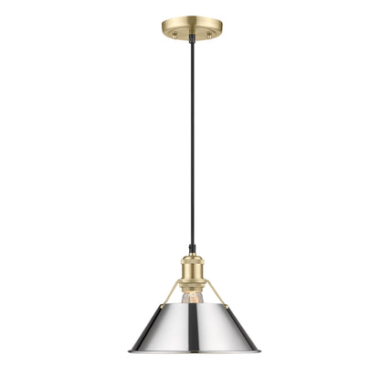 Orwell 10" Wide Medium Pendant in Brushed Champagne Bronze with Chrome - - Golden Lighting