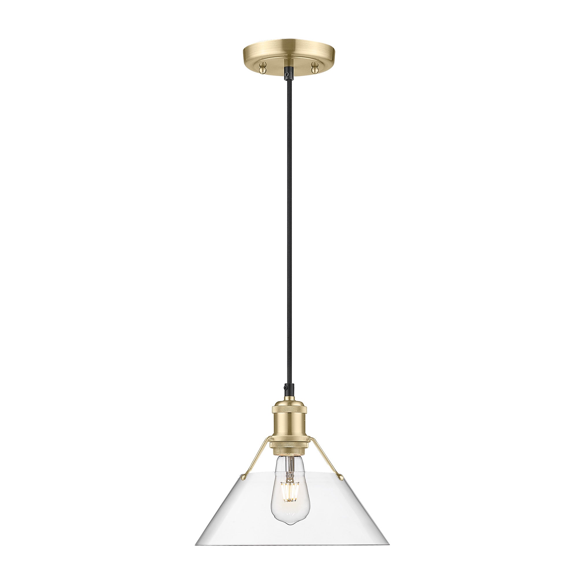 Orwell 10" Wide Medium Pendant in Brushed Champagne Bronze with Clear Glass - - Golden Lighting