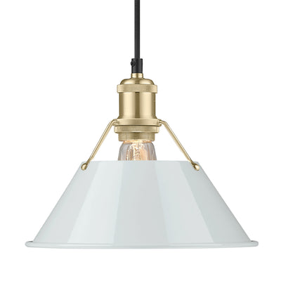 Yep by Golden Lighting Orwell 1-light 10in Pendant in Brushed Champagne Brass and Dusky Blue shade - Default Title - Golden Lighting