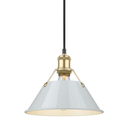 Orwell 10" Wide Medium Pendant in Brushed Champagne Bronze with Dusky Blue - Brushed Champagne Bronze / Dusky Blue / Blue - Golden Lighting