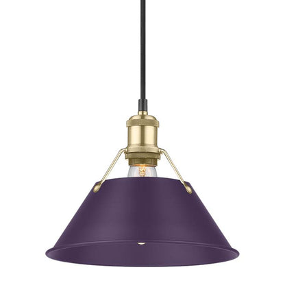 Yep by Golden Lighting Orwell 1-light 10in Pendant in Brushed Champagne Brass and Exotic Purple shade