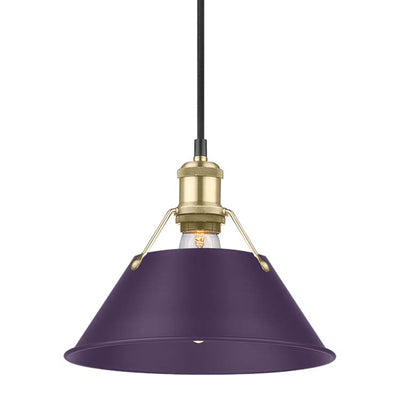 Yep by Golden Lighting Orwell 1-light 10in Pendant in Brushed Champagne Brass and Exotic Purple shade - Default Title - Golden Lighting