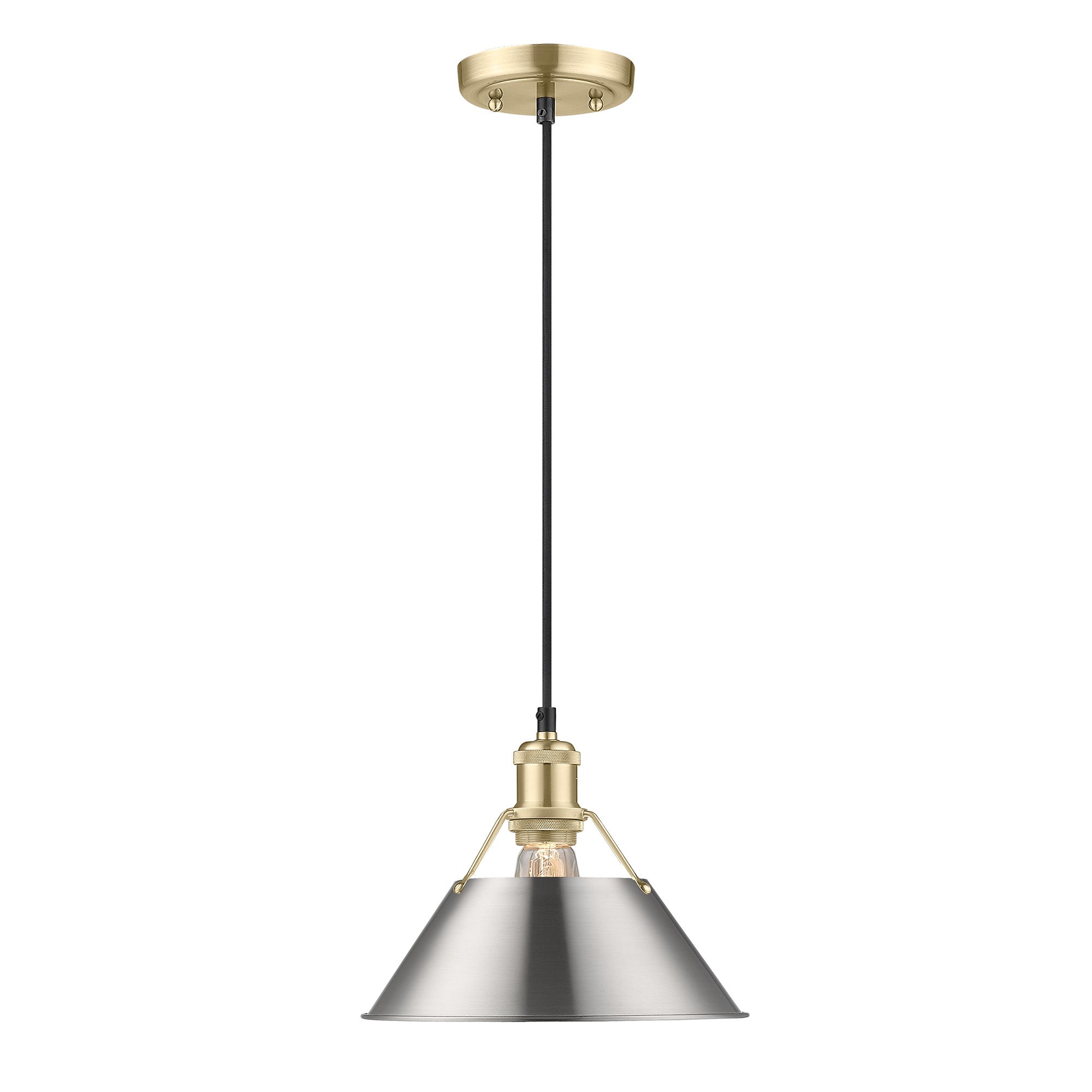 Orwell 10" Wide Medium Pendant in Brushed Champagne Bronze with Pewter - - Golden Lighting