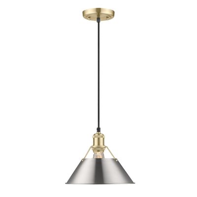 Yep by Golden Lighting Orwell 1-light 10in Pendant in Brushed Champagne Brass and Pewter shade - - Golden Lighting