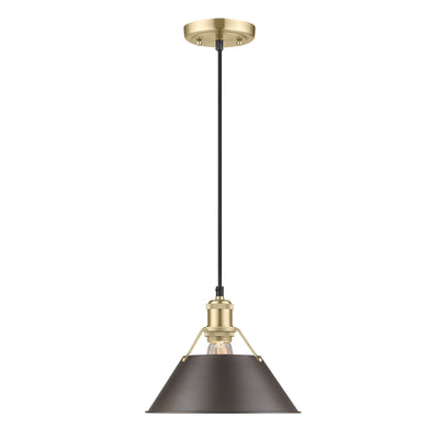 Yep by Golden Lighting Orwell 1-light 10in Pendant in Brushed Champagne Brass and Rubbed Bronze shade - - Golden Lighting