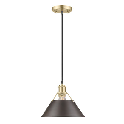 Orwell 10" Wide Medium Pendant in Brushed Champagne Bronze with Rubbed Bronze - - Golden Lighting