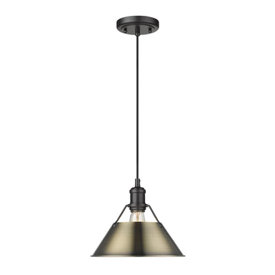 Yep by Golden Lighting Orwell 1-light 10in Pendant in Matte Black and Aged Brass shade - - Golden Lighting
