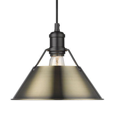 Yep by Golden Lighting Orwell 1-light 10in Pendant in Matte Black and Aged Brass shade - Default Title - Golden Lighting