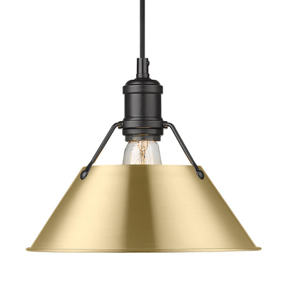 Yep by Golden Lighting Orwell 1-light 10in Pendant in Matte Black and Brushed Champagne Brass shade - Default Title - Golden Lighting
