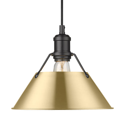 Yep by Golden Lighting Orwell 1-light 10in Pendant in Matte Black and Brushed Champagne Brass shade - - Golden Lighting