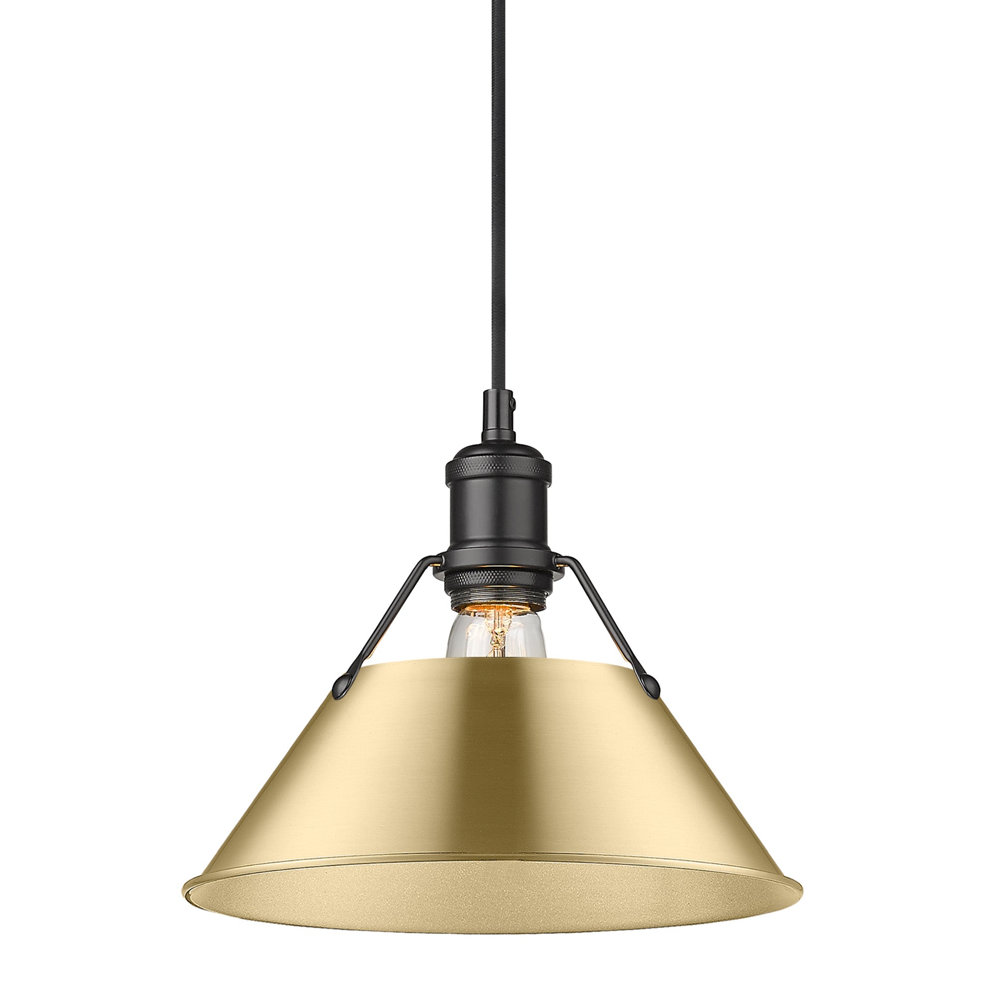 Orwell 10" Wide Medium Pendant in Matte Black with Brushed Champagne Bronze - Matte Black / Brushed Champagne Bronze / Gold - Golden Lighting