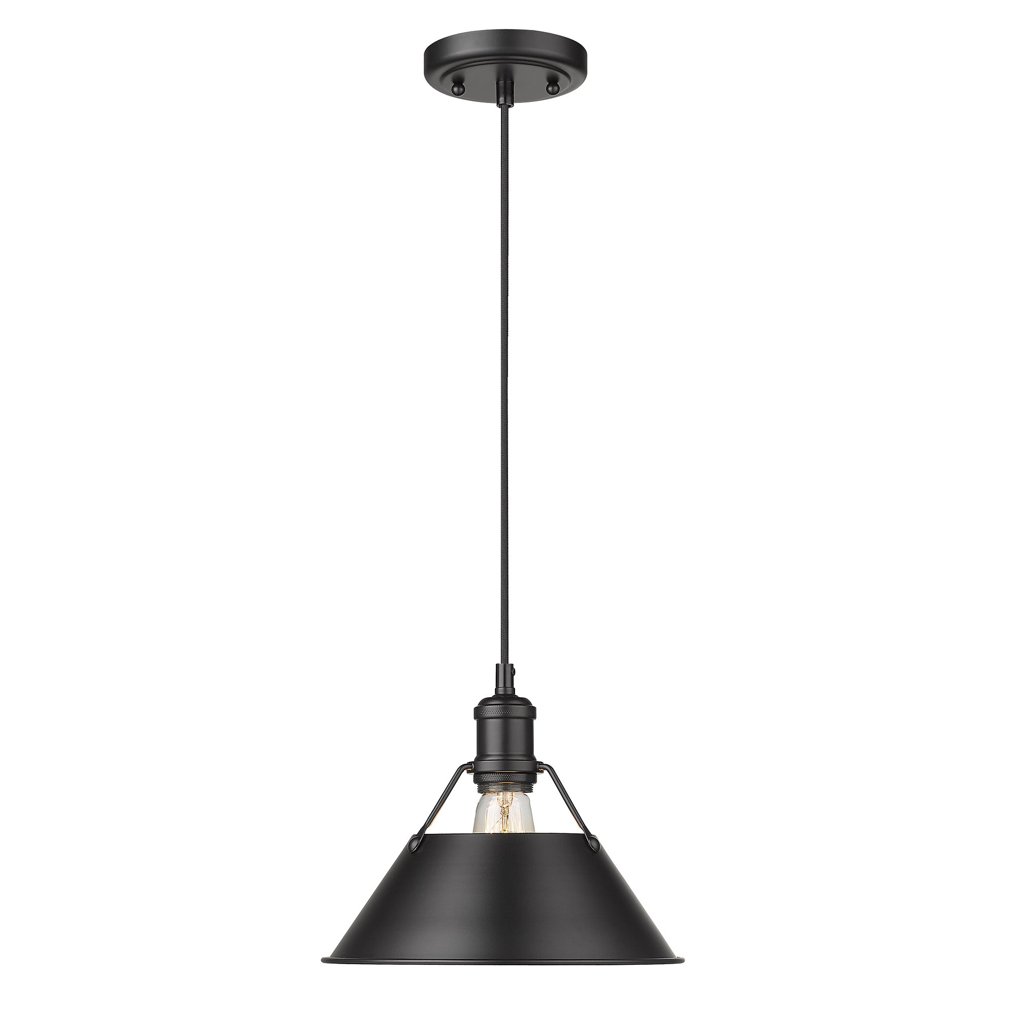 Orwell 10" Wide Medium Pendant in Matte Black - - Golden Lighting