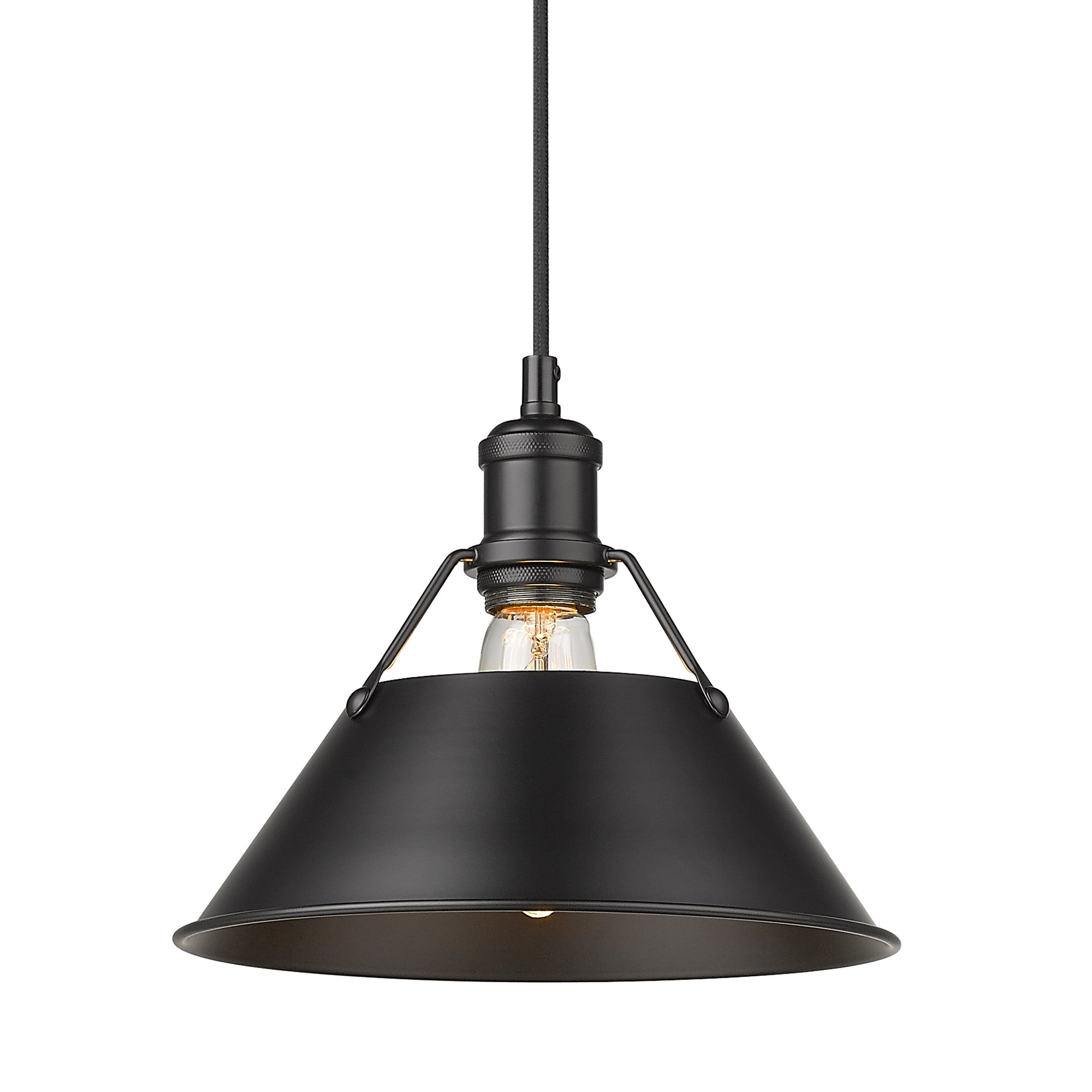 Orwell 10" Wide Medium Pendant in Matte Black - Matte Black / Matte Black / Black - Golden Lighting