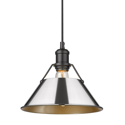 Orwell 10" Wide Medium Pendant in Matte Black with Chrome - Matte Black / Chrome / Silver - Golden Lighting