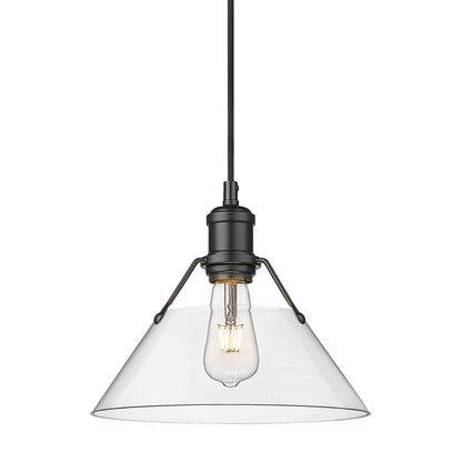 Orwell 10" Wide Medium Pendant in Matte Black with Clear Glass - Default Title - Golden Lighting