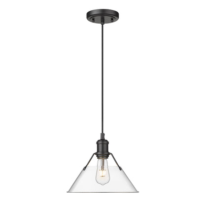 Orwell 10" Wide Medium Pendant in Matte Black with Clear Glass - - Golden Lighting