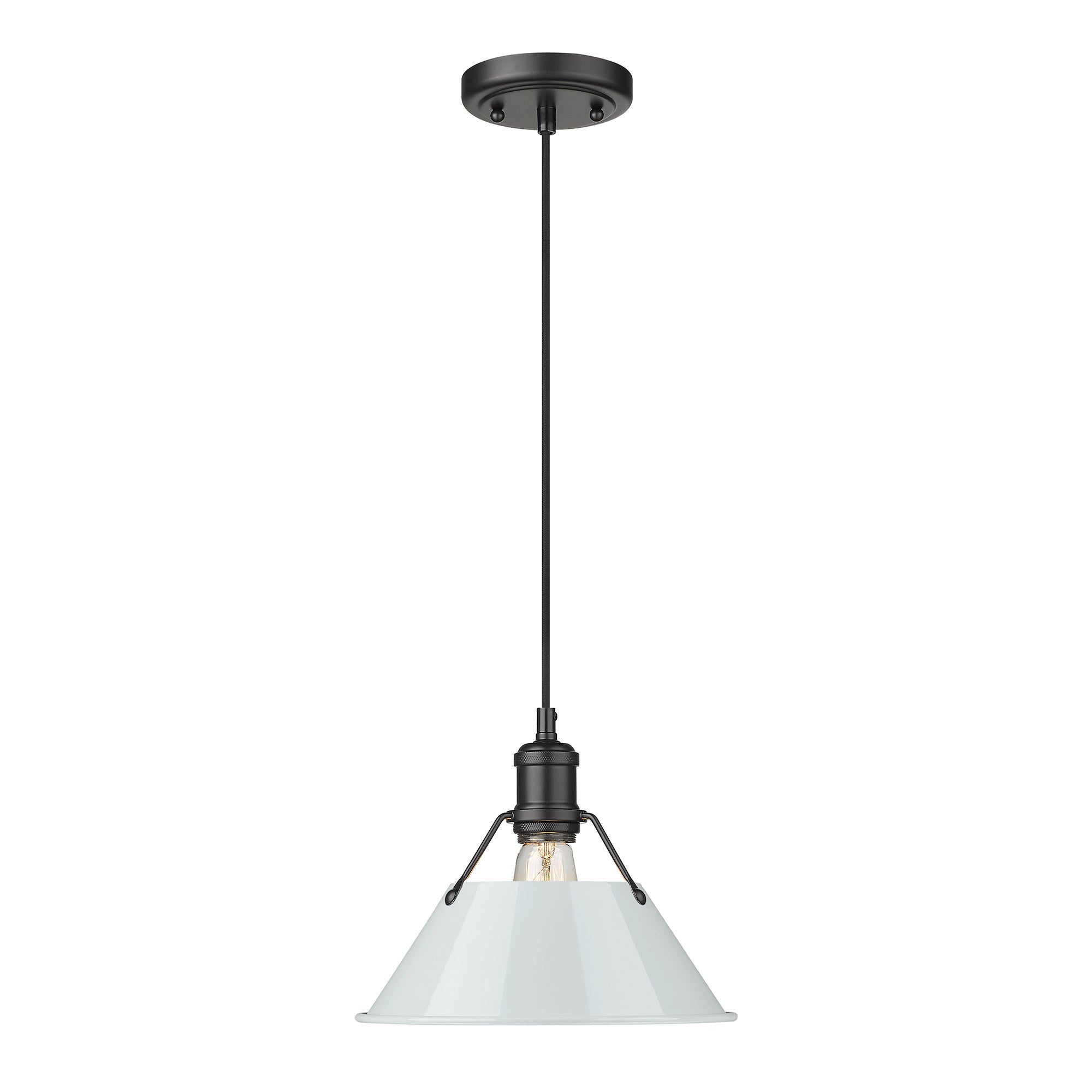 Orwell 10" Wide Medium Pendant in Matte Black with Dusky Blue - - Golden Lighting