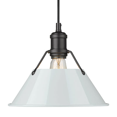 Yep by Golden Lighting Orwell 1-light 10in Pendant in Matte Black and Dusky Blue shade - Default Title - Golden Lighting