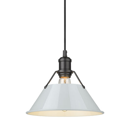 Orwell 10" Wide Medium Pendant in Matte Black with Dusky Blue - Matte Black / Dusky Blue / Blue - Golden Lighting