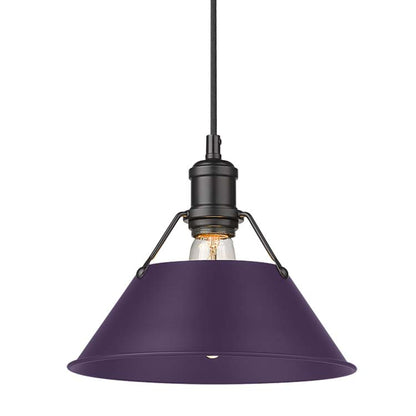 Yep by Golden Lighting Orwell 1-light 10in Pendant in Matte Black and Exotic Purple shade