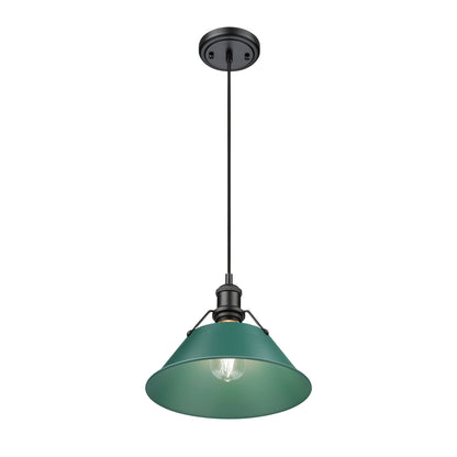 Orwell 10" Wide Medium Pendant in Matte Black with Pine Green - Default Title - Golden Lighting
