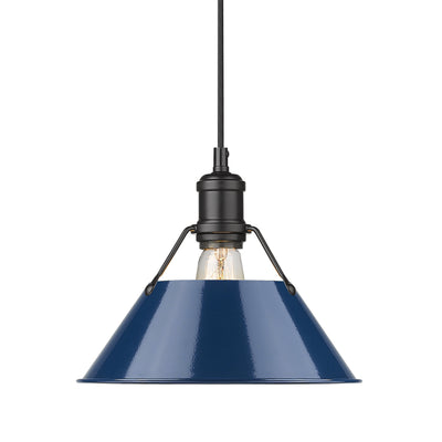 Yep by Golden Lighting Orwell 1-light 10in Pendant in Matte Black and Navy Blue shade - Default Title - Golden Lighting