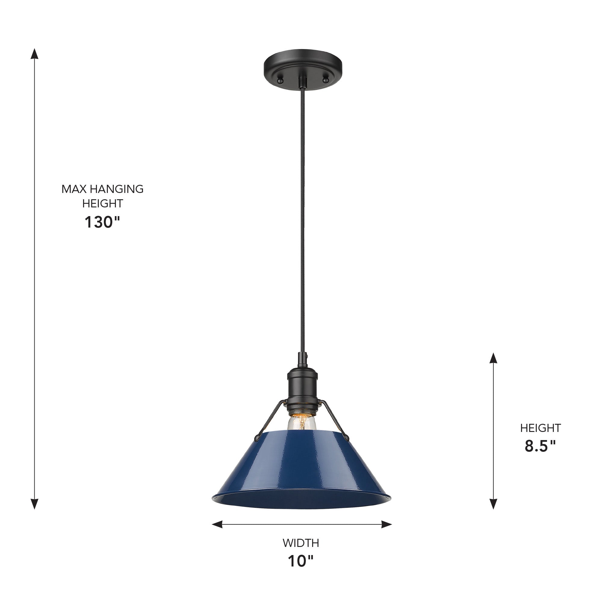 Yep by Golden Lighting Orwell 1-light 10in Pendant in Matte Black and Navy Blue shade - - Golden Lighting