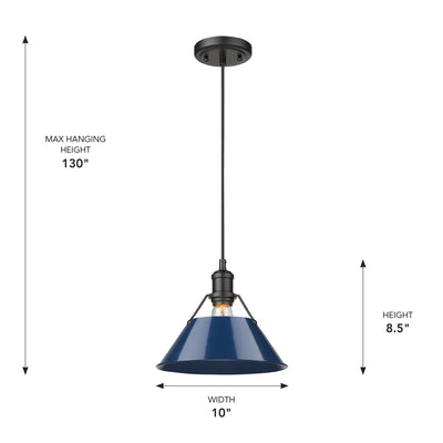 Yep by Golden Lighting Orwell 1-light 10in Pendant in Matte Black and Navy Blue shade - - Golden Lighting