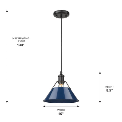 Yep by Golden Lighting Orwell 1-light 10in Pendant in Matte Black and Navy Blue shade - - Golden Lighting
