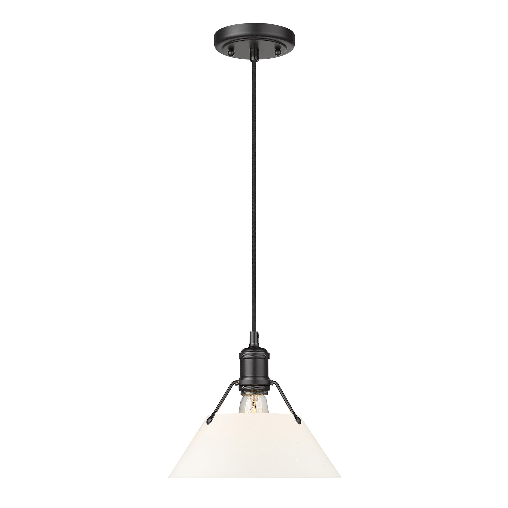 Orwell 10" Wide Medium Pendant in Matte Black with Opal Glass - - Golden Lighting