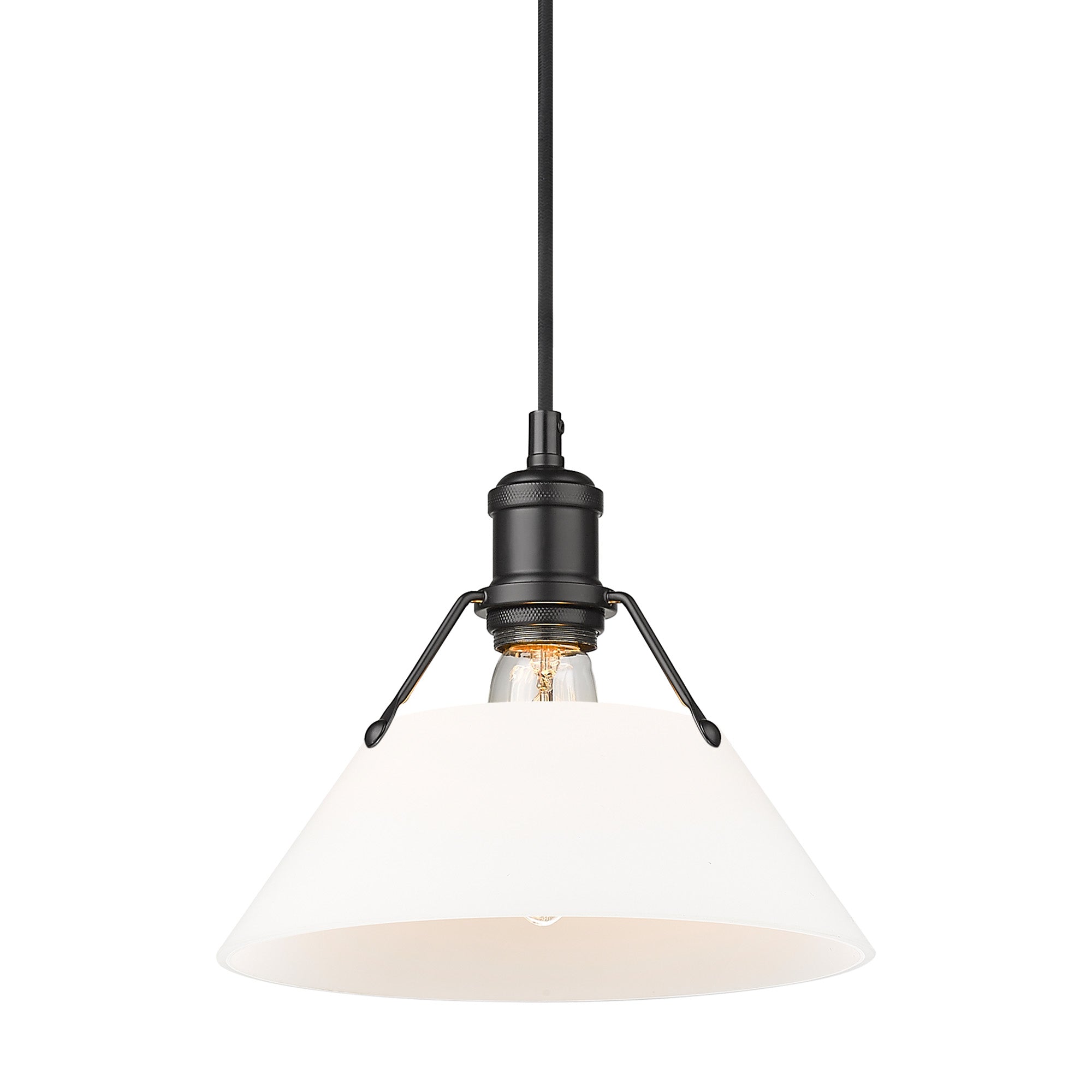 Orwell 10" Wide Medium Pendant in Matte Black with Opal Glass - Matte Black / Opal Glass / White - Golden Lighting