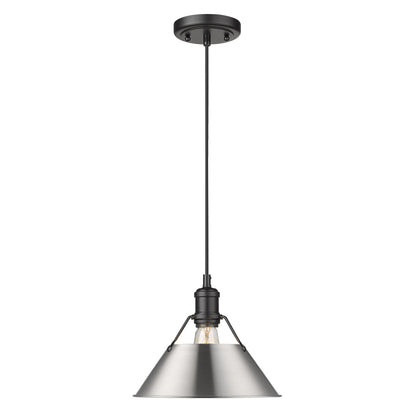 Orwell 10" Wide Medium Pendant in Matte Black with Pewter - - Golden Lighting