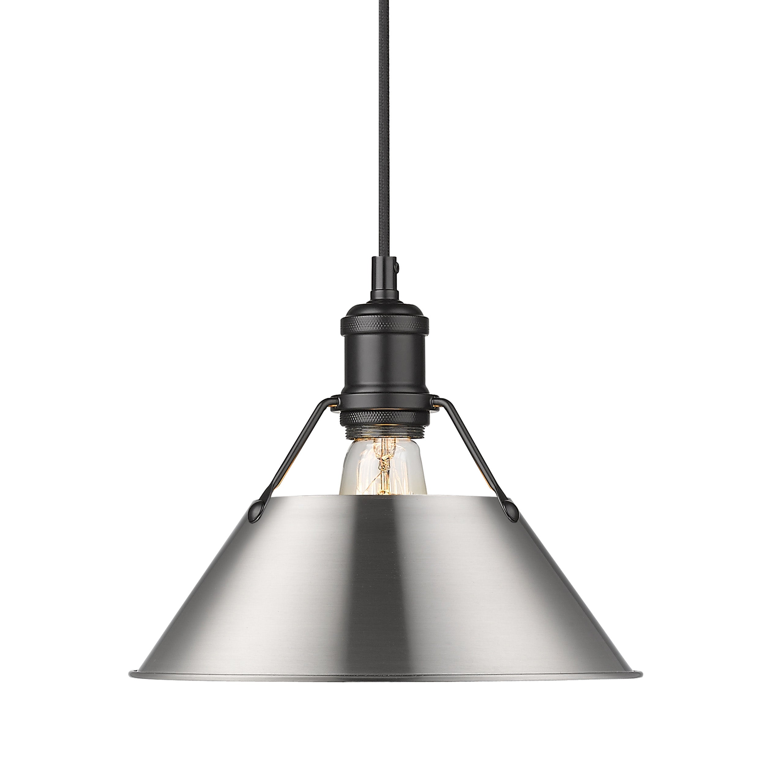 Yep by Golden Lighting Orwell 1-light 10in Pendant in Matte Black and Pewter shade - - Golden Lighting