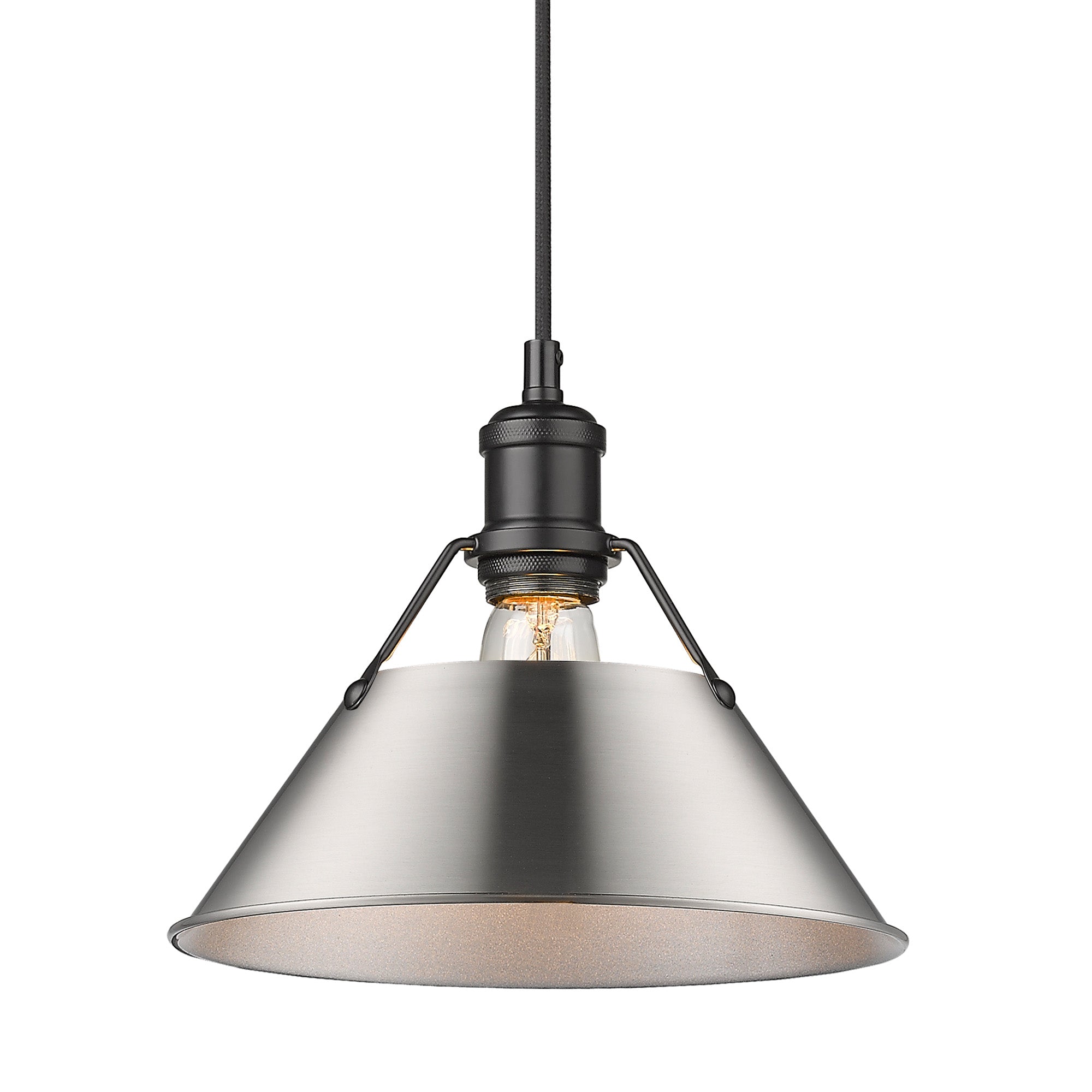 Orwell 10" Wide Medium Pendant in Matte Black with Pewter - Matte Black / Pewter / Silver - Golden Lighting