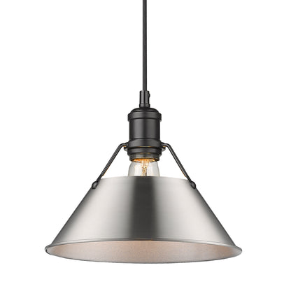 Orwell 10" Wide Medium Pendant in Matte Black with Pewter - Default Title - Golden Lighting