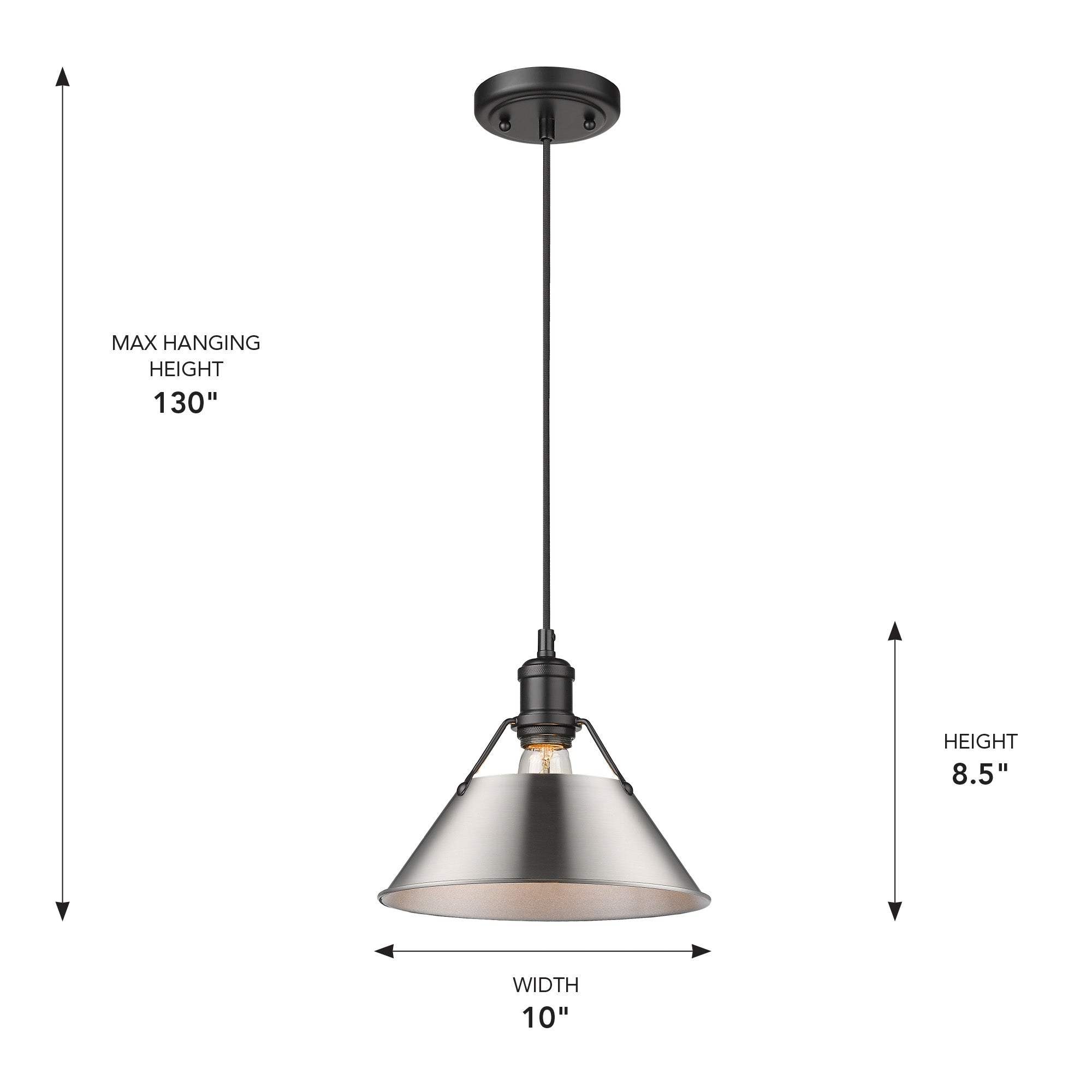 Yep by Golden Lighting Orwell 1-light 10in Pendant in Matte Black and Pewter shade - - Golden Lighting